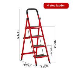 China Carbon Folding Step Ladder Red 4 Steps Aluminium Ladder wholesale