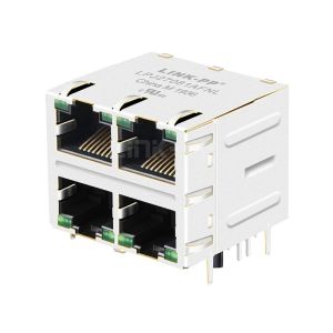 China LPJ27081AFNL 10/100 Base-T Tab Up Green/Green LED 2X2 Port RJ45 Female Connector wholesale