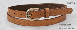 China Fake Lizard Pattern Brown Womens Leather Belt Gold Zinc Alloy Buckle Available wholesale