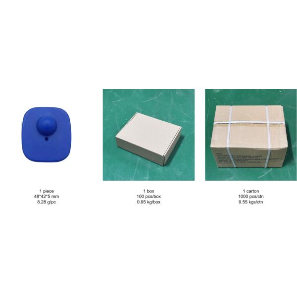 Blue Small Square ABS Retail Store 8.2MHz RF Security EAS Hard Tag