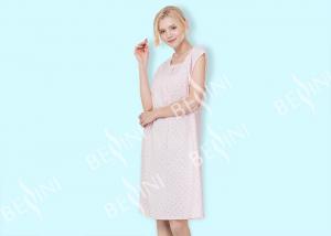 China Embroidered Sleeveless Ladies Night Dresses Sleepwear Peach Satin Binding wholesale