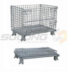 China Fully Collapsible Wire Container Storage Cages Industrial Metal Baskets on sale