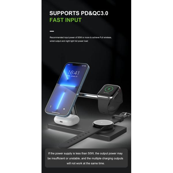 380g Multifunctional Wireless Charger 15W Fast White or black with 2W night light