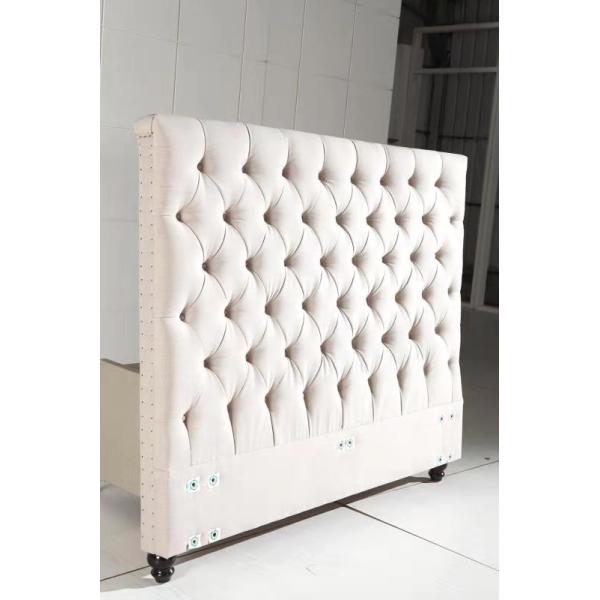 White Linen Fabric Headboard , Full Size Upholstered Headboard OEM Service