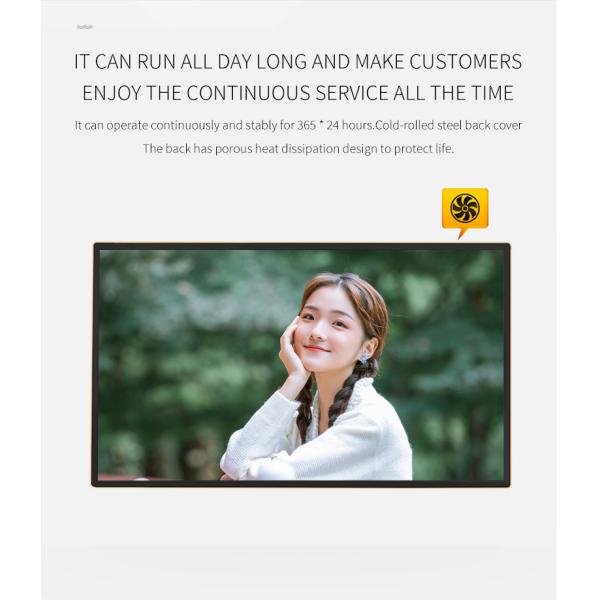 8G Memory 49Inch Wall Mounted Advertising Display For Catering