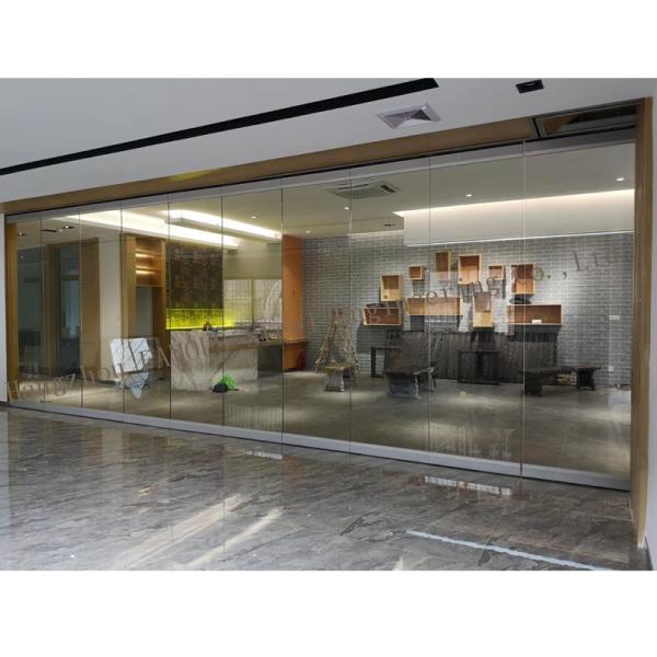 Classroom Folding 3000mm Movable Glass Partition Walls , Door Hanging Screen Yoga Aluminium Frame Glass Partition