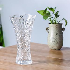 China Diamond Design Glass Flower Vase Durable With Super Heavy And Thicken Wall on sale