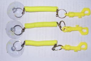 Custom Plastic Swivel Spring Strap w/Snap Hook and Clear Sucker as Conveniently Fasteners