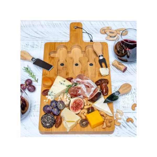 USA Warehouse Bamboo Charcuterie Drawer Board Set with Knives and Chopping Blocks