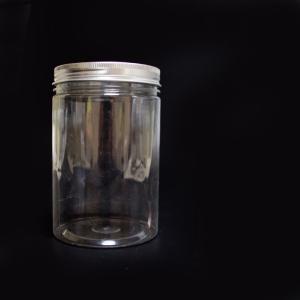 China 300ml 350ml 400ml dry food/face cream transparent PET plastic jar with aluminium lids wholesale
