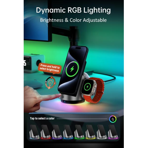 Desktop Wireless Charging Stand Ambient Light Wireless Charging Dock