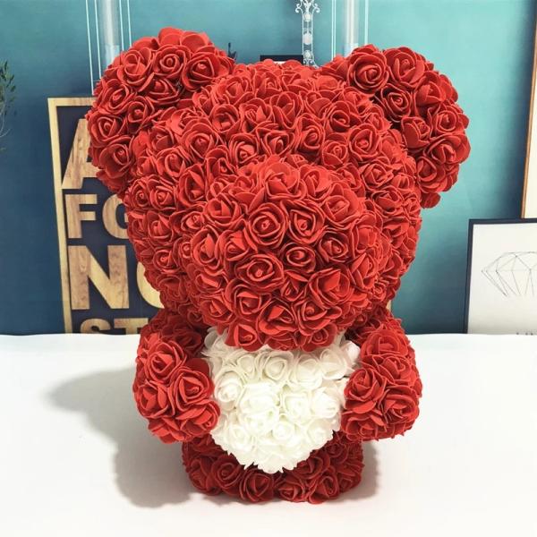 New Style Rose Bear 25 colors Available In Stock 40 cm Standing Foam/PE Rose Bear