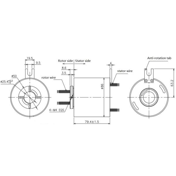 25.4mm Inner Bore 1000M Ethernet Slip Ring With Precious Metail Contacts