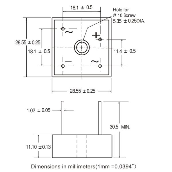 Metal Case KBPC3510W 35A Bridge Rectifiers