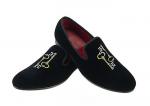 High Workmanship Mens Embroidered Loafers , Durable Mens Black Slip On Shoes