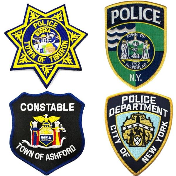 No Backing 120D Police Embroidered Patch With Die Cut Border