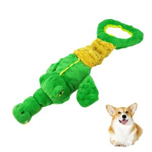 China Large Alligator Plush Dog Toy – Squeaky Crinkle Chew Toy With Tug Of War Handle wholesale