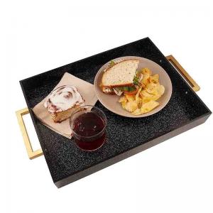 China Shiny Black Acrylic Coffee Table Tray Lucite Metal Handle Serving Ottoman Breakfast Tea Food wholesale