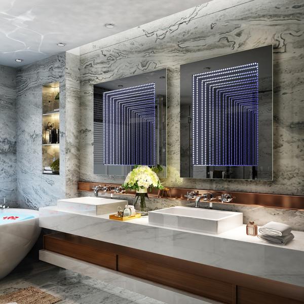 Hotel 3D Infinity Tunnel Mirror Silver Lenses Fashionable With Touch Sensor