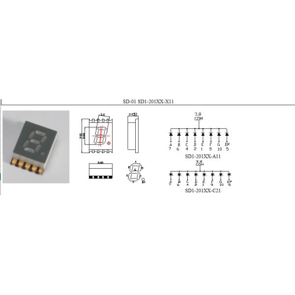 Gray Face Single Digit 7 Segment Display 0.2 Inch SMD For Indoor OEM