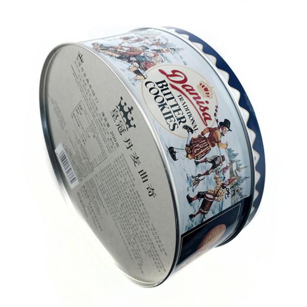 Embossed Butter Tin Cookie Containers Round Dia 198mm x 70mm