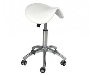 Ergonomic Saddle Seat Office Chair Stool , White Saddle Leather Chair Swivel Freely
