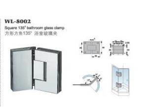 China 135 degree bathroom shower door stainless steel glass clamp & glass door hardware fittings WL-8002 on sale