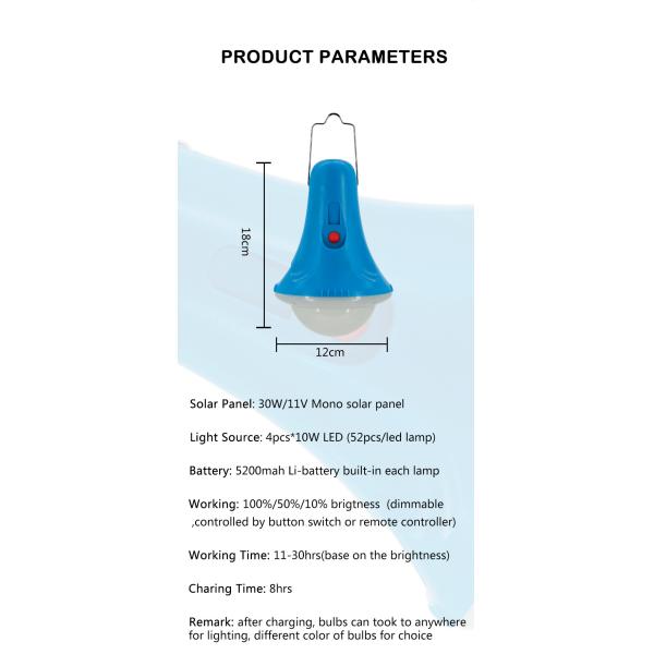 Portable Solar Energy System Home Lighting Kits Monocrystalline Silicon With 4bulbs