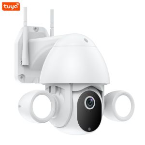 Home Security 3MP Tuya Wifi Camera PTZ Waterproof Floodlight Lighting