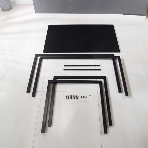 220Ibs capacity Simple Dining Room Table Black Tempered Glass Dining Table H4.13In