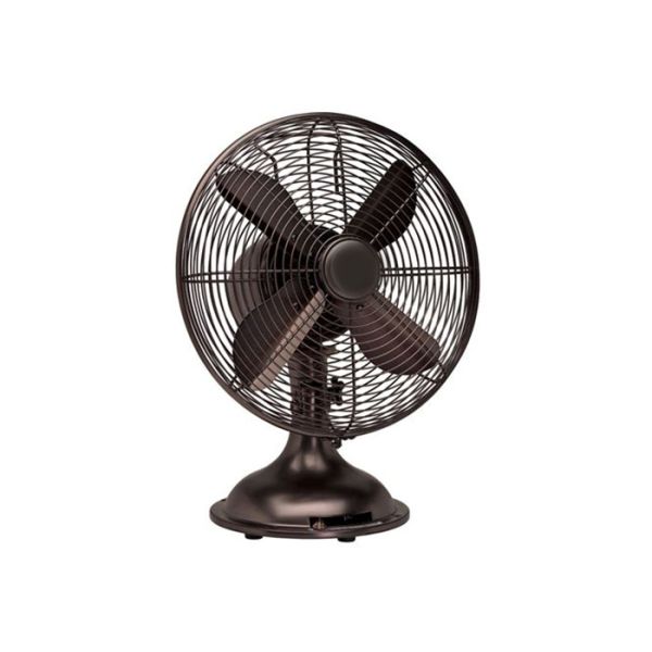 12” Retro Table Fan in Oil Rubbed Bronze 3 speed 4 blade 45W CE CB GS