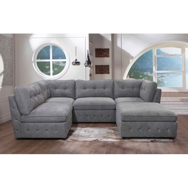 Folding Fabric Modular Sectional Sofa Multifunctional 230x210x90CM