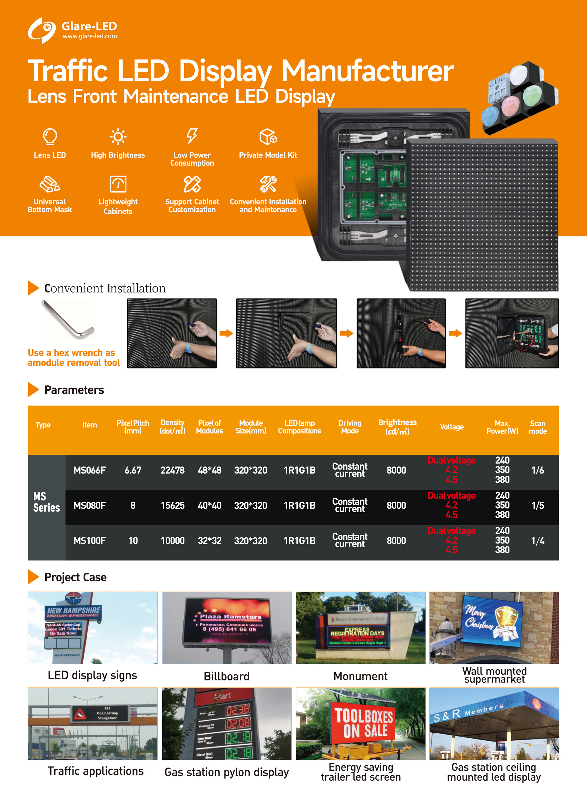 Lens Front Maintenance LED Display screen Outdoor lens Front Services Led Module SMD P10