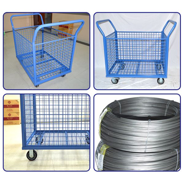All Type Durable Rigid Logistics Trolley Wire Mesh Roll Cage Four - Wheels