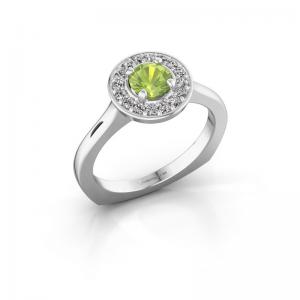 China Halo Platinum Halo Ring with A Big Peridot Embraced By Smaller Sized Gemstones wholesale