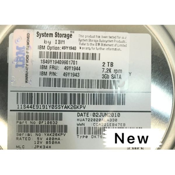 2TB 7.2K 3.5 Inch IBM SATA Hard Drive , Hard Disk IBM 49Y1940 49Y1945 49Y1944