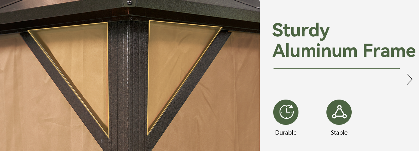 Gazebo Double Roof Canopy with Netting and Curtains, 2-Tier Hardtop Gazebo with Galvanized Iron Aluminum Frame, Metal Gazebo for Outdoor, Patio,