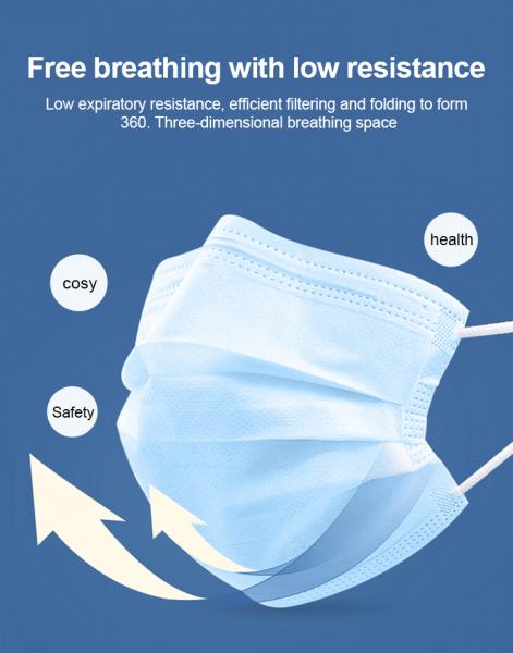 safe Disposable 3 Ply Surgical Face Mask Outdoor Surgical Disposable Mask
