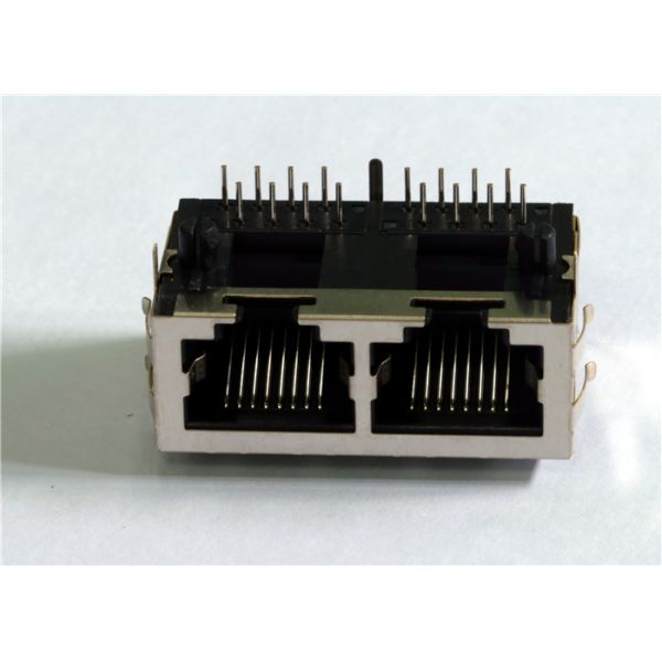 12.2mm Low Profile,Rj45 1x2 8P8C THT Shield No LEDs LPJEF132CNL Dual Ethernet