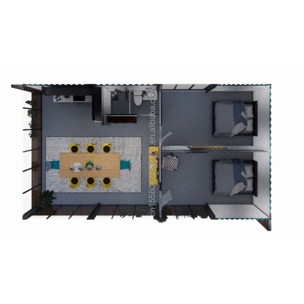 Family Housing Solution 20FT Combination Flat Packaging Container with 2 Rooms and 3 Bedrooms Hotel Style