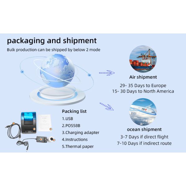 Portable Bluetooth Thermal Printer A4 for Android and iOS USB Powered Multi Language