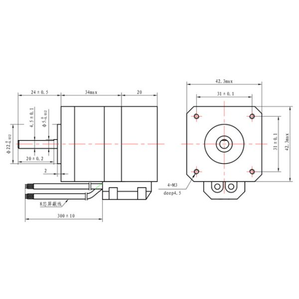 Nema 17 Closed Loop Stepper Motor High Torque 1.2A 42*42*34mm For Robot