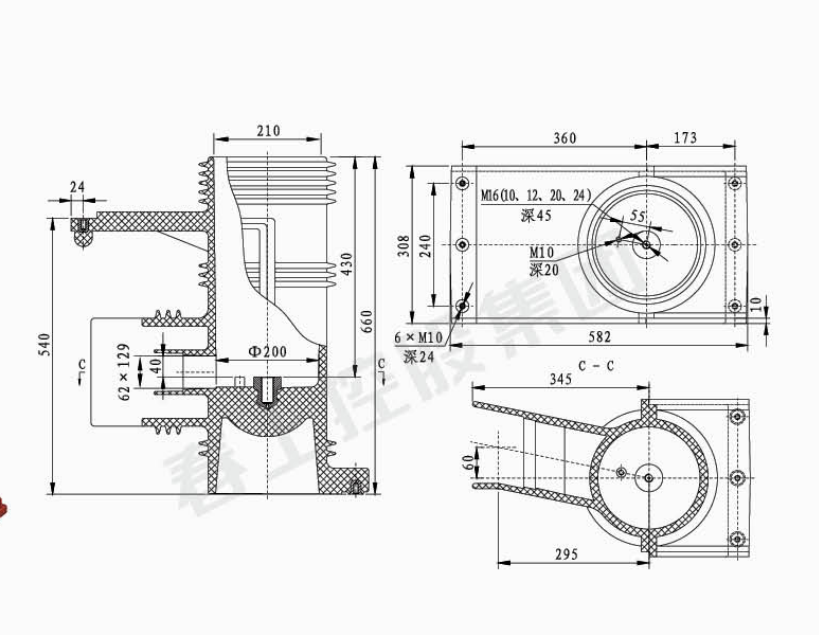 36kv Epoxy Resin VT Spout Bushing Insulation Contactor Box