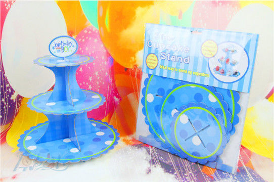 Party Children's Birthday Decoration Paper Blue Petal Folding Cake Stand Three-layer Paper Crafts Factory Wholesale