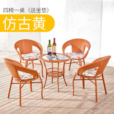 PE Rattan Outdoor Stalinite Dining Table And Chairs Set Customized