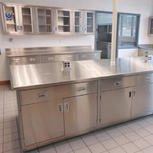 SS304 Material Lab Island Bench With Customized Length And 2 Doors 1500*850mm