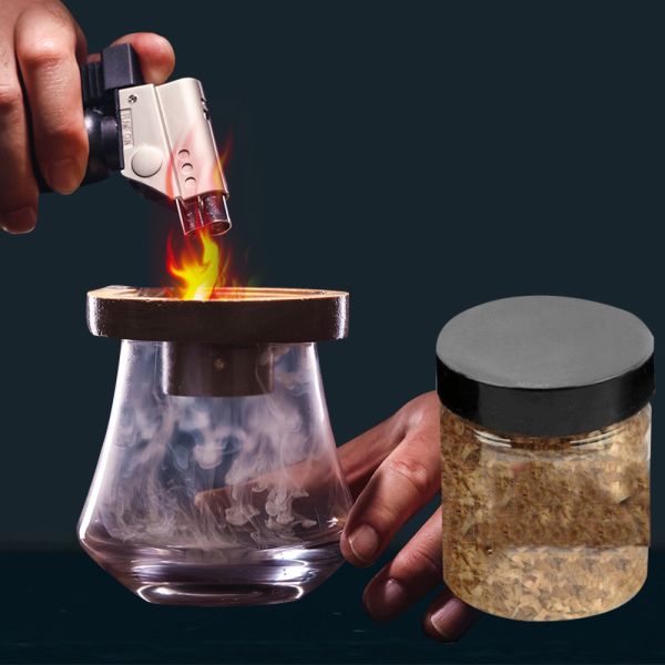 Old Fashioned Cocktail Smoker Kit and Bamboo Box with 4 Flavours of Wood Chips for Whiskey as Perfect Birthday Gift for Men