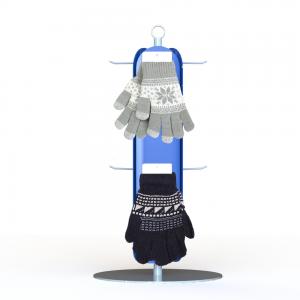 China Customized Gloves Metal Display Rack With 3 Sides Plastic Panel Metal Hooks retail Clothing Display Racks on sale