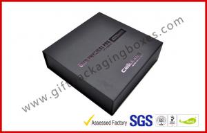 China Customized Plastic Paper Covered Rigid Gift Boxes with Black LOGO Hot-stamping , High Density Foam wholesale