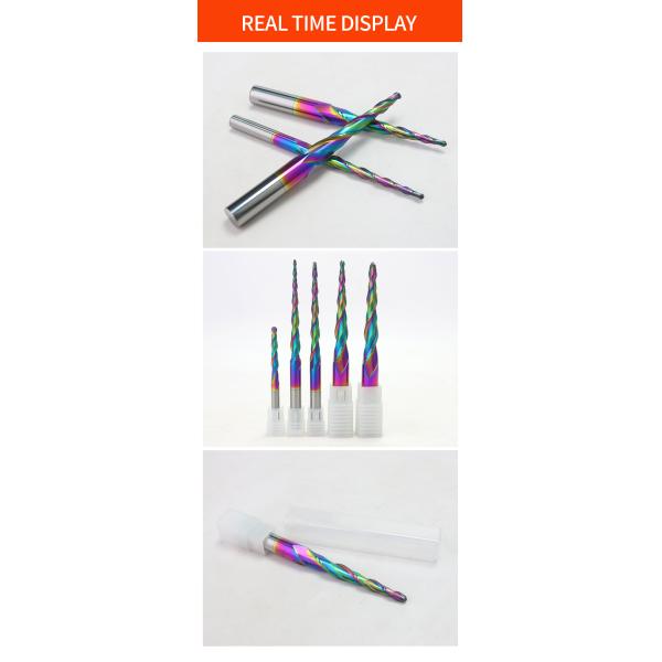 Customizable Carving Drill Bits 2 Flutes HRC55 Ball Nose DLC Taper Milling Cutter